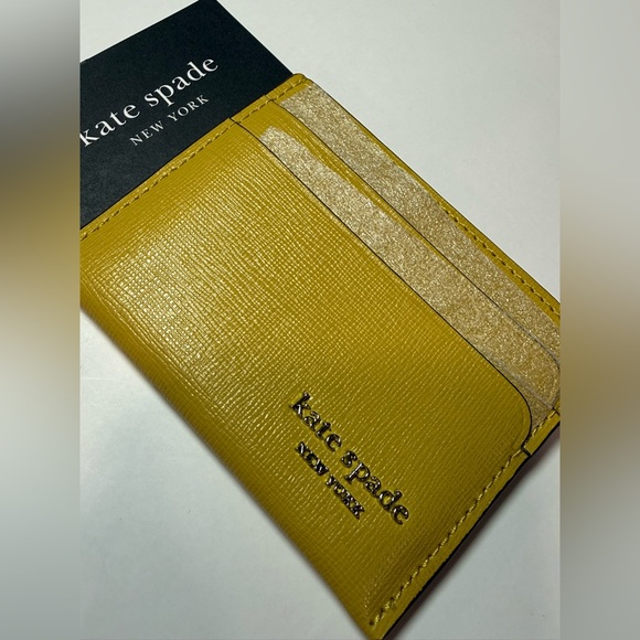 Kate Spade Devin Saffiano Leather Card Holder Tiger’s Eye (Yellow) NWT - Picture 2 of 8